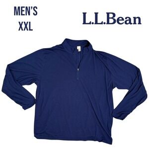 L.L.Bean Pullover 1/4‎ Zip Men's XXL Blue Long Sleeve Shirt Performance Top